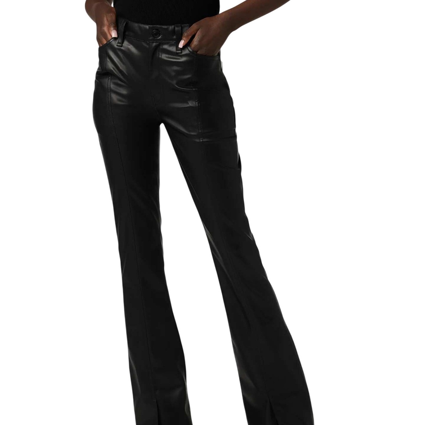 Hudson Barbara High Rise Boot Vegan Leather Marbled Black Pants 30